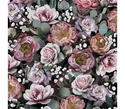 Vintage Flowers Black