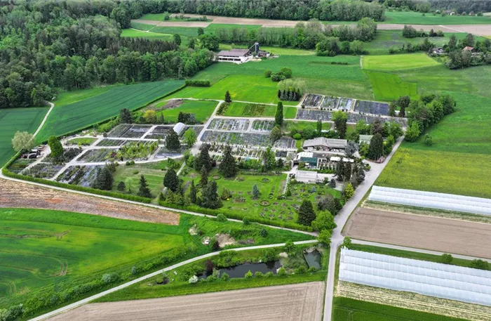 Luftaufnahme vom Gartencenter Aargau Rosen Huber Dottikon