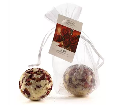 Badekugel Rose im Organzasäckchen